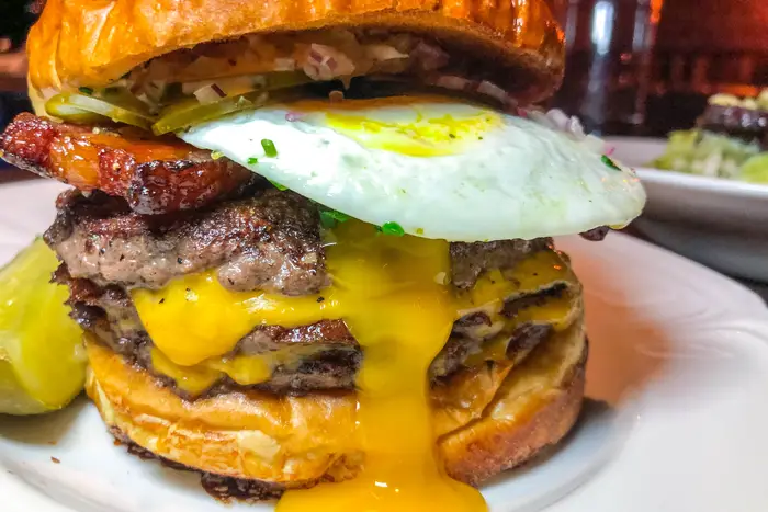 Double Cheeseburger with egg and bacon<br/>